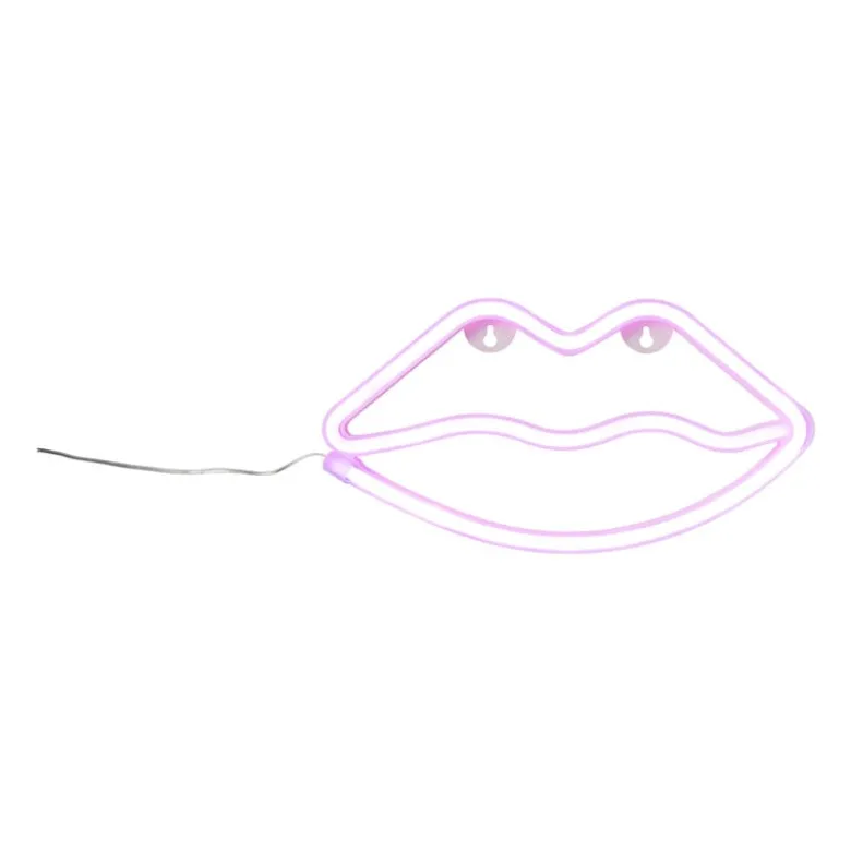 Neon LED lamp lippen - roze - 15x28x2 cm