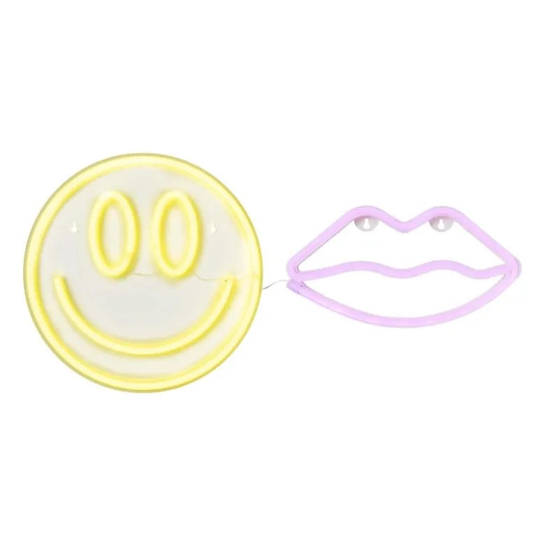 Neon LED lamp smiley - geel - ø33x2 cm