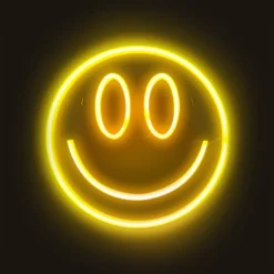 Neon LED lamp smiley - geel - ø33x2 cm