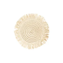 Onderzetters franje zand - set van 4 - ø10 cm