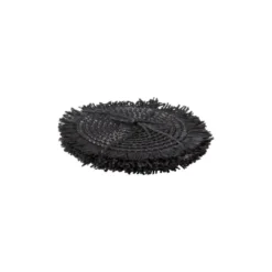 Onderzetters franje zwart - set van 4 - ø10 cm