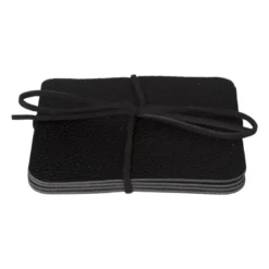 Onderzetters PU leer - zwart - set van 4
