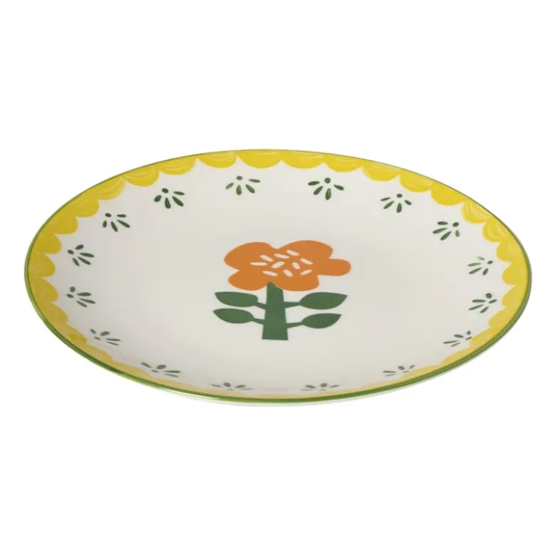 Ontbijtbord bloem - geel - ø21.7x2.1 cm