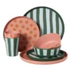 Ontbijtbord streep - groen/wit - ø20x2 cm
