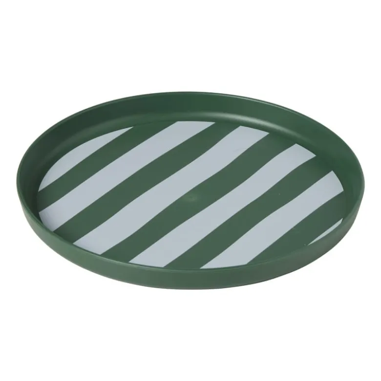 Ontbijtbord streep - groen/wit - ø20x2 cm