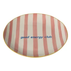 Ontbijtbord streep - roze - ø2.5x21 cm - Happy at Home by Sanny