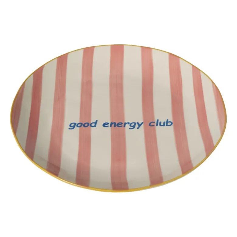Ontbijtbord streep - roze - ø2.5x21 cm - Happy at Home by Sanny