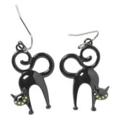 Oorbellen zwarte kat - zwart