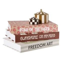 Opbergboek zon - roze/beige - 3.7x25x18 cm