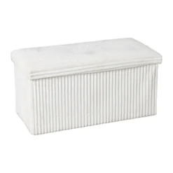 Opbergbox teddy rib rechthoekig - wit - 38x76x38 cm