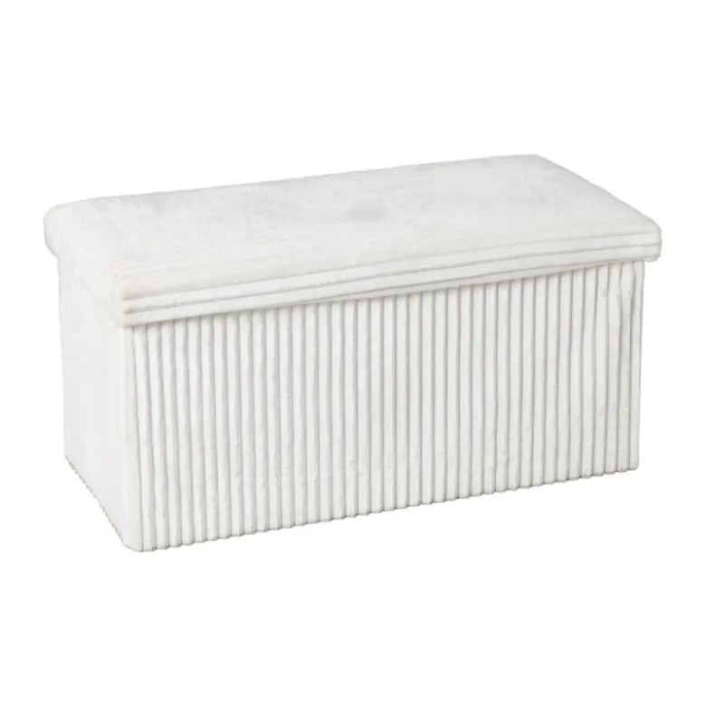 Opbergbox teddy rib rechthoekig - wit - 38x76x38 cm
