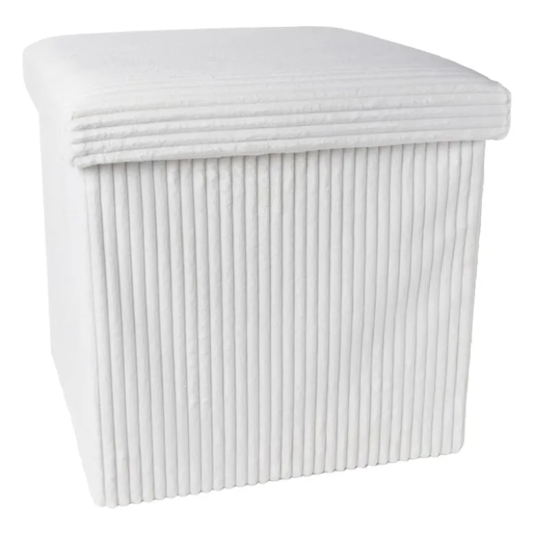 Opbergbox teddy rib vierkant - wit - 38x38x38 cm