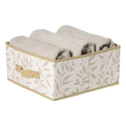 Opbergdoos leafs - bruin/beige - 15x30x30 cm