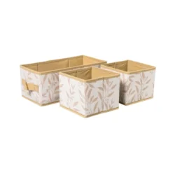 Opbergdozen leafs - bruin/beige - set van 3