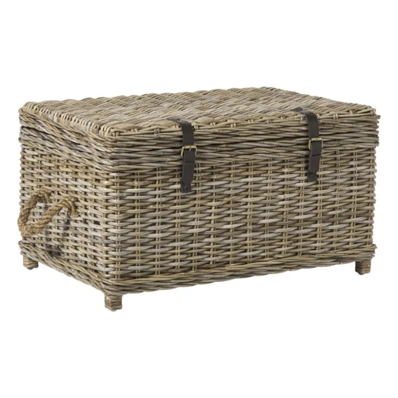 Opbergkist rotan - bruin - 45x80x55 cm