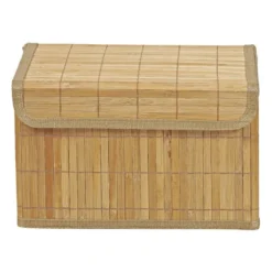 Opbergmand met deksel - bamboe - 22x33x20.5 cm