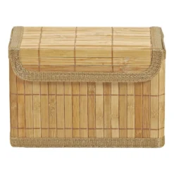 Opbergmand met deksel - bamboe - 11x20x15 cm