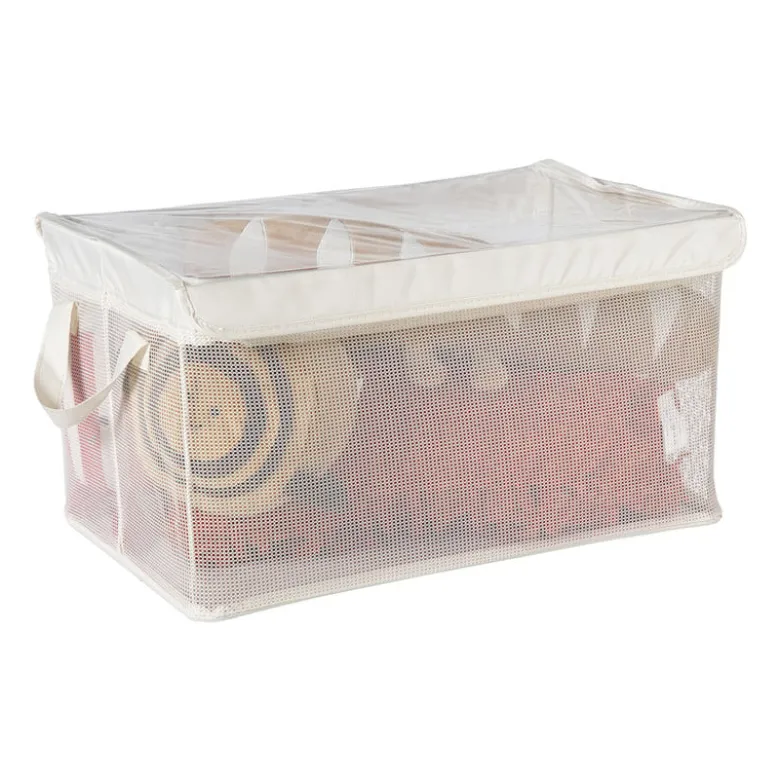 Opbergmand met handvatten - wit - 30x47x25 cm