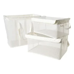 Opbergmand met handvatten - wit - 30x47x25 cm