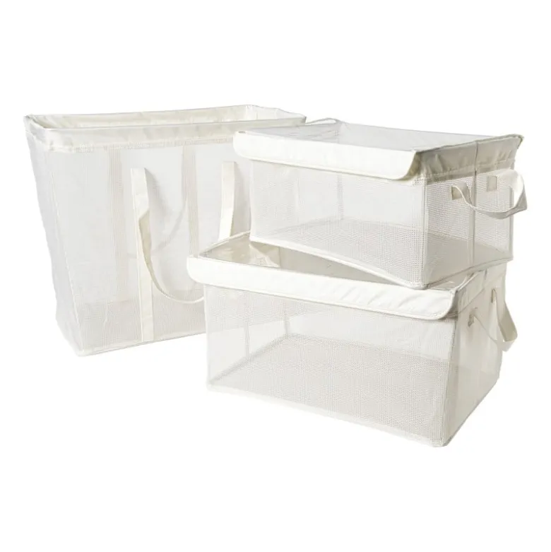 Opbergmand/wasmand met handvatten - wit - 53x46x33 cm