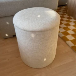 Opbergpoef Debby - beige - ø35x40 cm