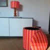 Opbergpoef retro - oranje/roze - ø35x40 cm