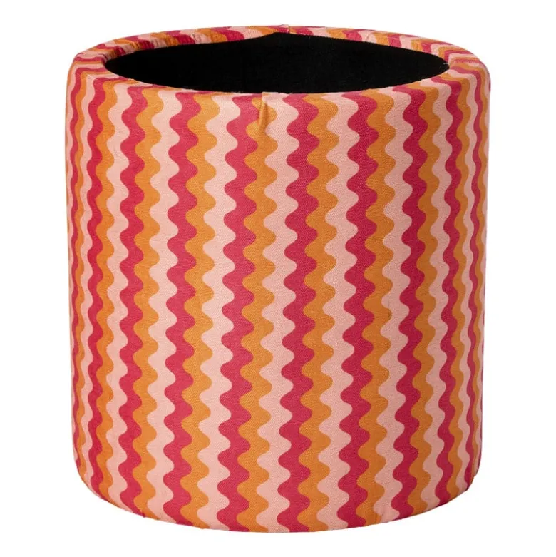 Opbergpoef retro - oranje/roze - ø35x40 cm
