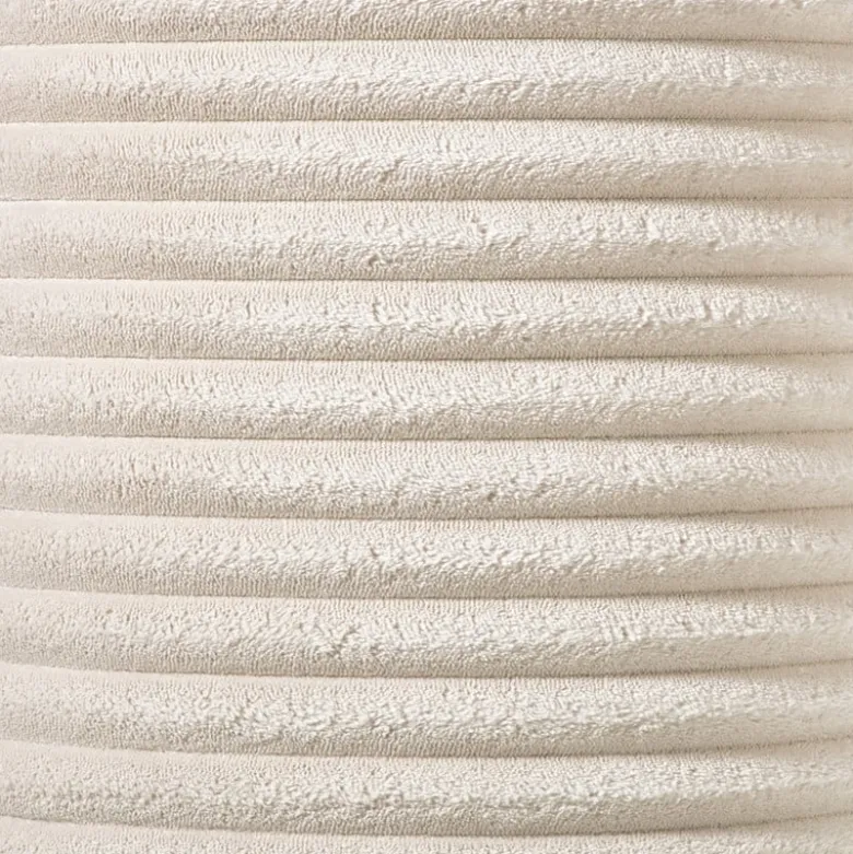 Opbergpoef ribstof - beige - ø35x38 cm