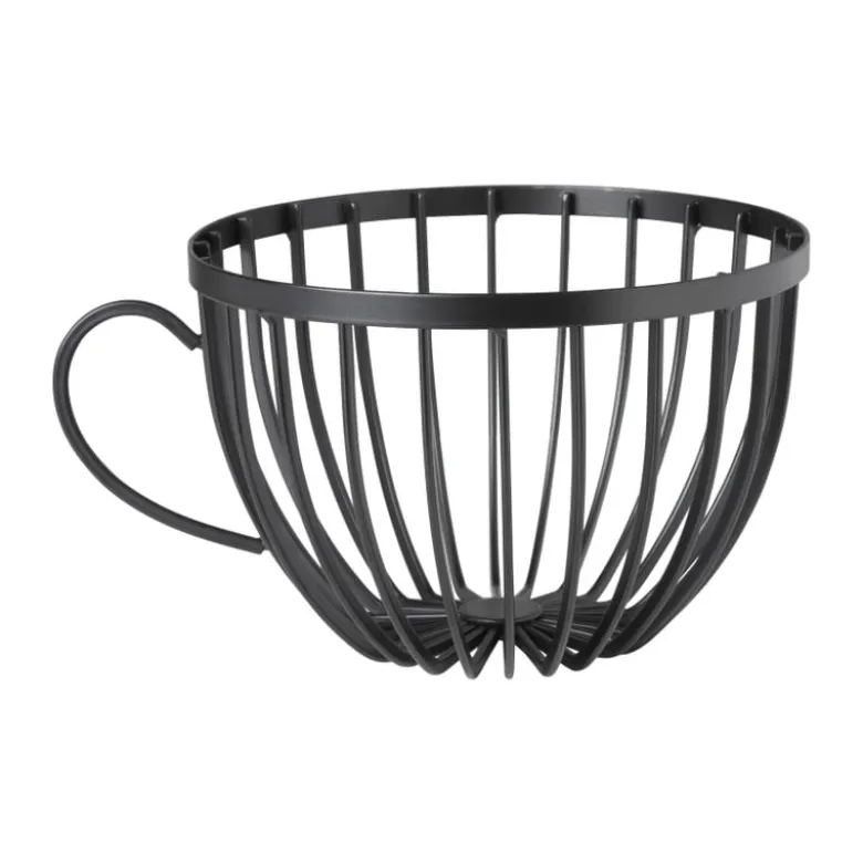 Opbergpot koffiecups - zwart - metaal