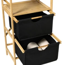 Opbergrek met twee laden - bruin/zwart - 96x44x33 cm