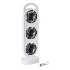 Oplaadbare USB ventilator - wit - 37.5x13x8.7 cm
