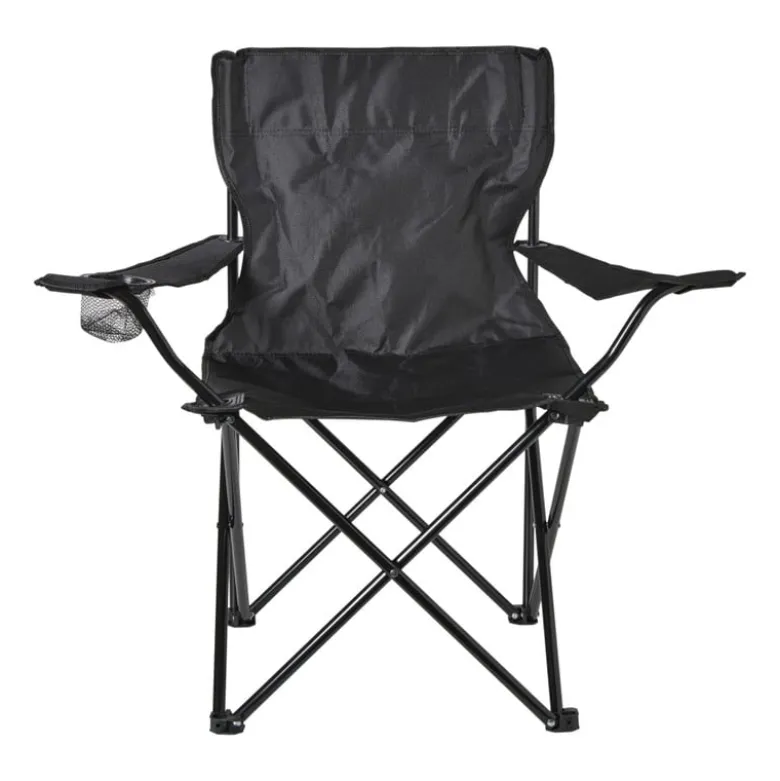 Opvouwbare campingstoel - zwart - 80x75x50 cm