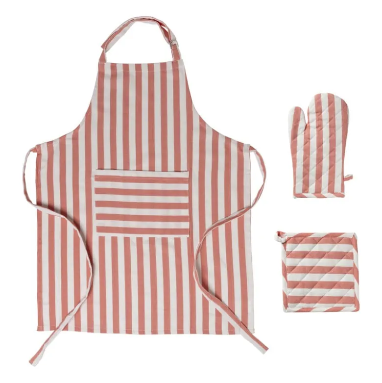 Ovenwant gestreept - oranje/wit - 18x32 cm