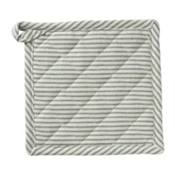Pannenlap gestreept - groen/wit - 20x20 cm