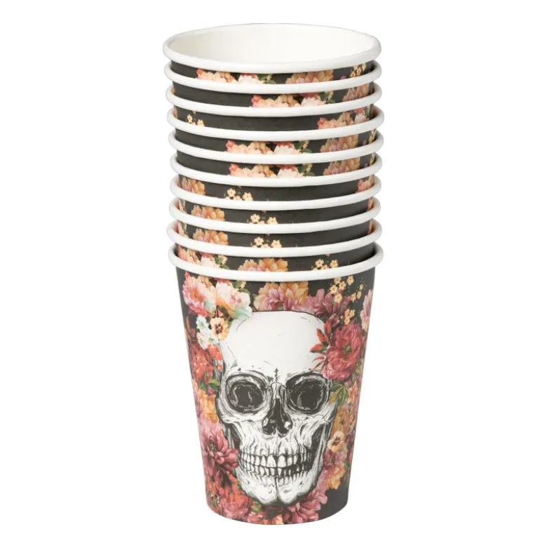 Papieren beker Day of the Dead - set van 10 - ø8x17 cm