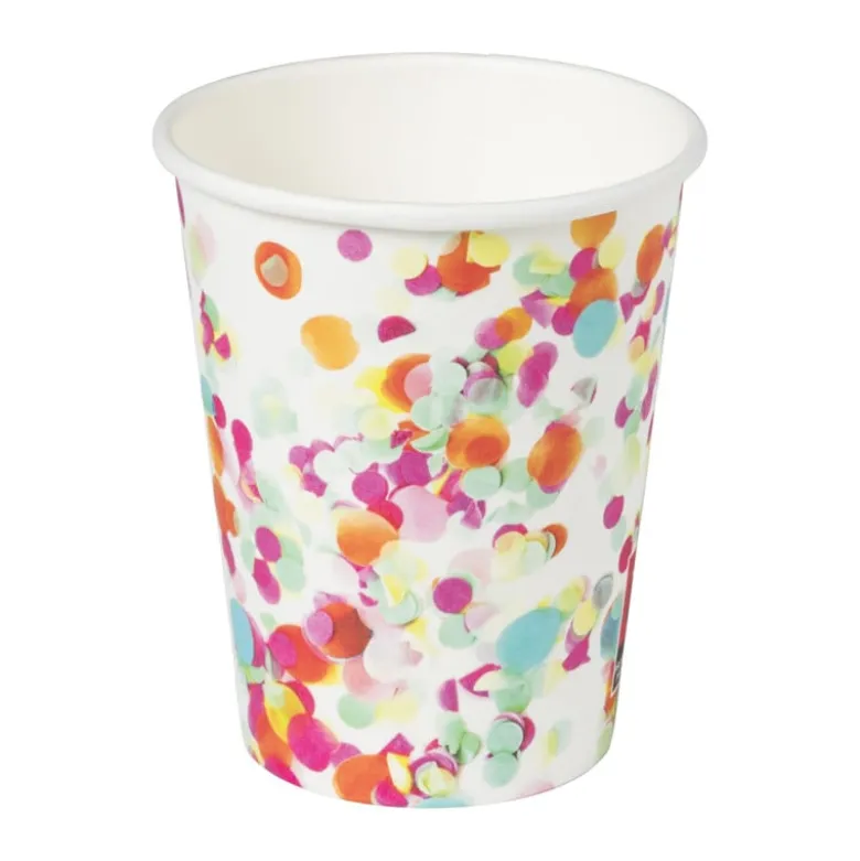 Papieren bekers - confetti - set van 8