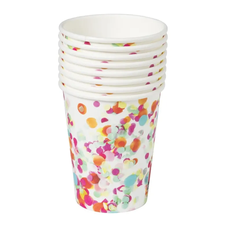 Papieren bekers - confetti - set van 8