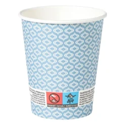 Papieren bekers met print - blauw/wit - ø9.1 cm