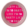 Papieren bordjes 18 jaar - roze - set van 8