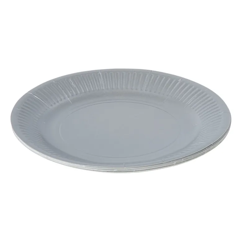 Papieren bordjes - zilverkleurig - set van 8