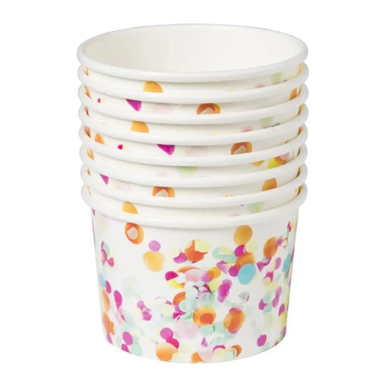 Papieren snackbakjes - confetti - set van 8
