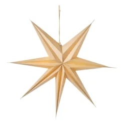 Papieren ster met licht - hout look - ⌀60 cm