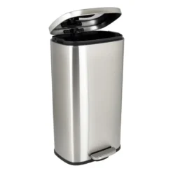 Pedaalemmer rechthoek - zilver - 30 liter