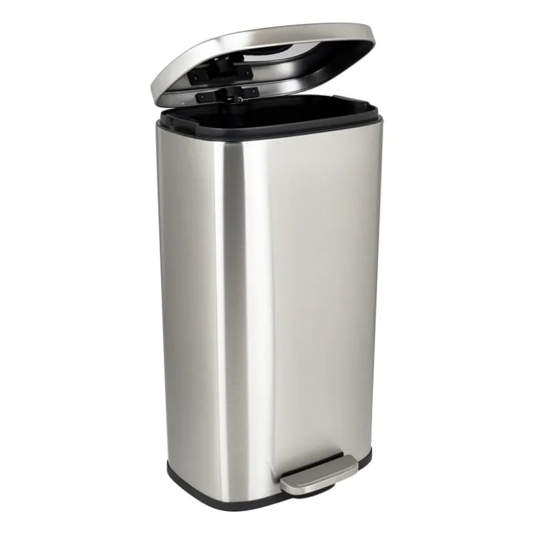 Pedaalemmer rechthoek - zilver - 30 liter