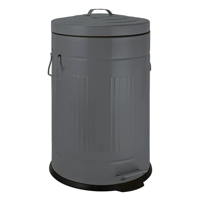 Pedaalemmer retro look - grijs - 12 liter