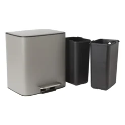 Pedaalemmer 2 vakken - grijs - 2x 11.5 liter