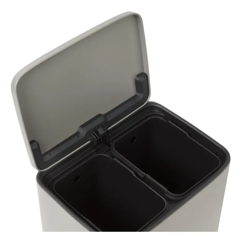 Pedaalemmer 2 vakken - grijs - 2x 11.5 liter
