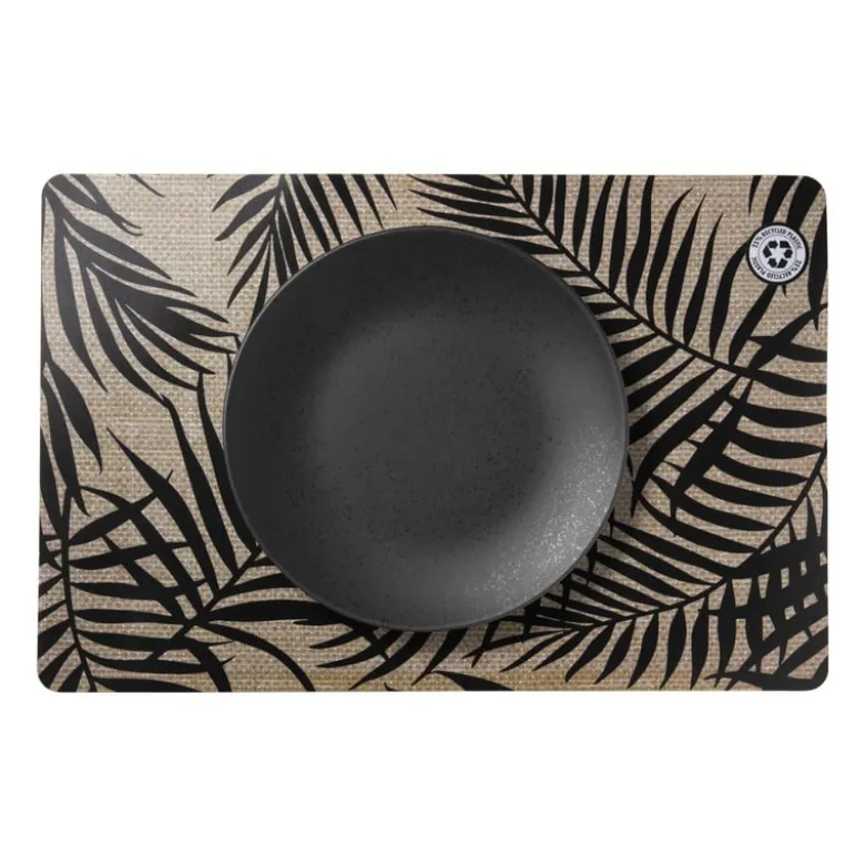 Placemat bladeren - beige/zwart - 43.5x28.5 cm - diverse varianten