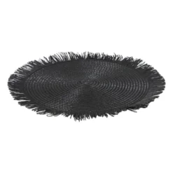 Placemat franjes - zwart - ⌀38 cm