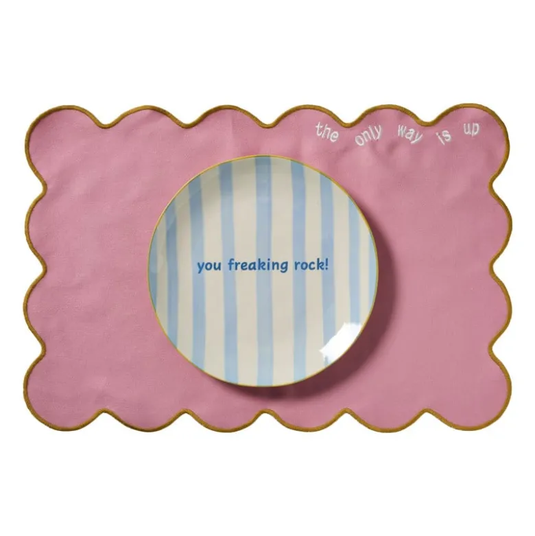 Placemat met quote - roze - 45x30 cm - Happy at Home by Sanny